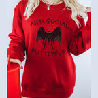 Anti-Social Butterfly Mothman graphic sweatshirt featuring Cryptid Humor