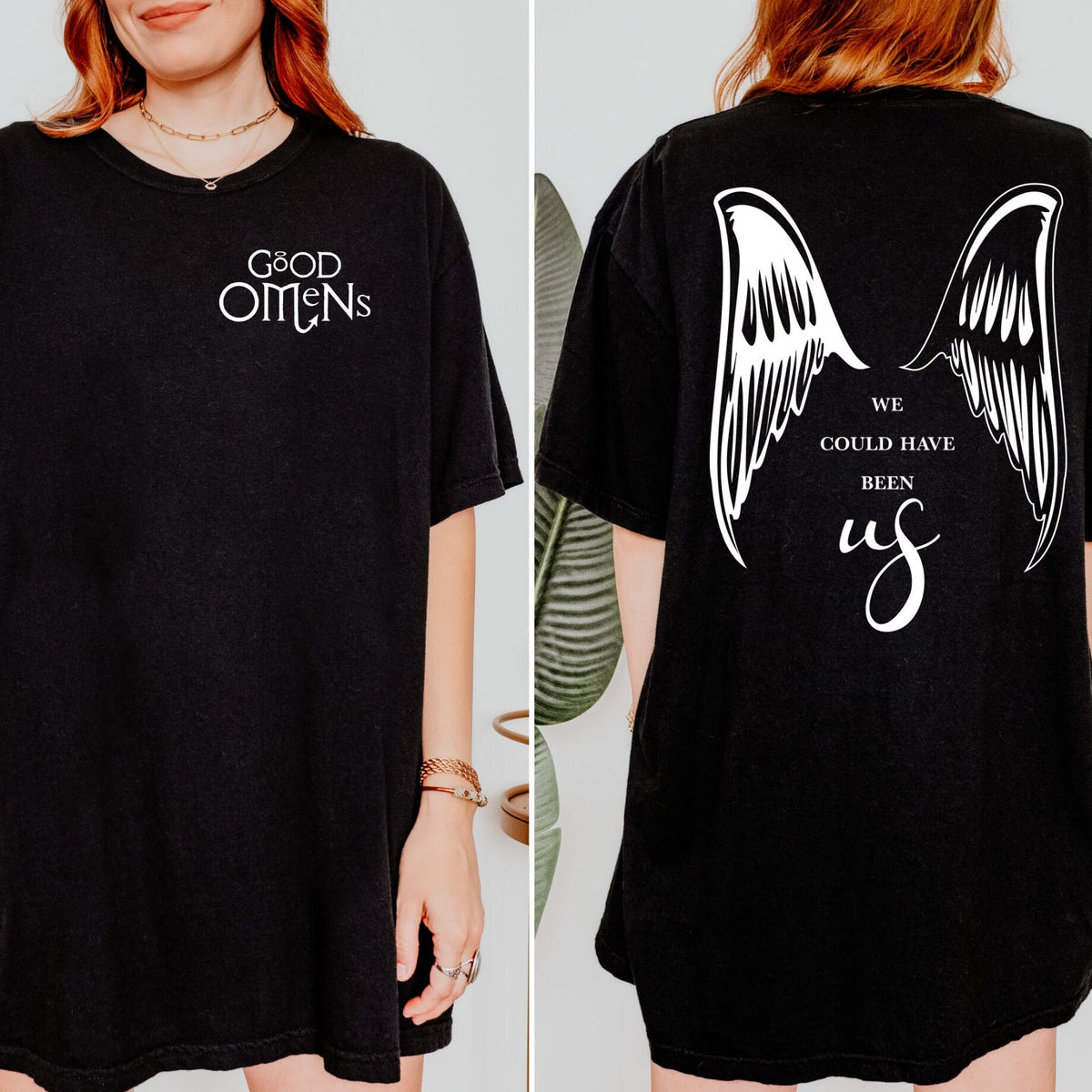 We Could Have Been Us graphic shirt featuring Good Omens Ineffable Wings