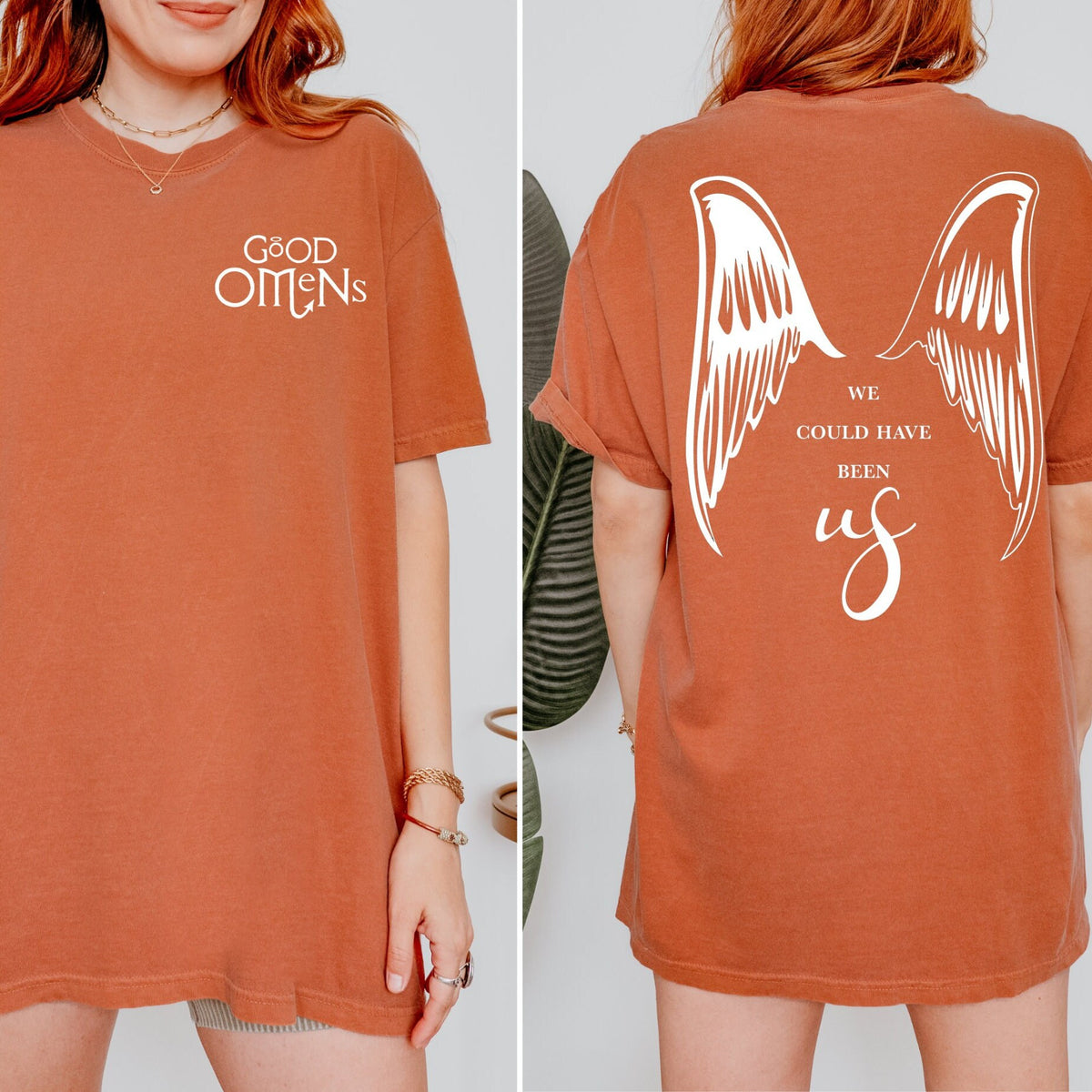 We Could Have Been Us graphic shirt featuring Good Omens Ineffable Wings
