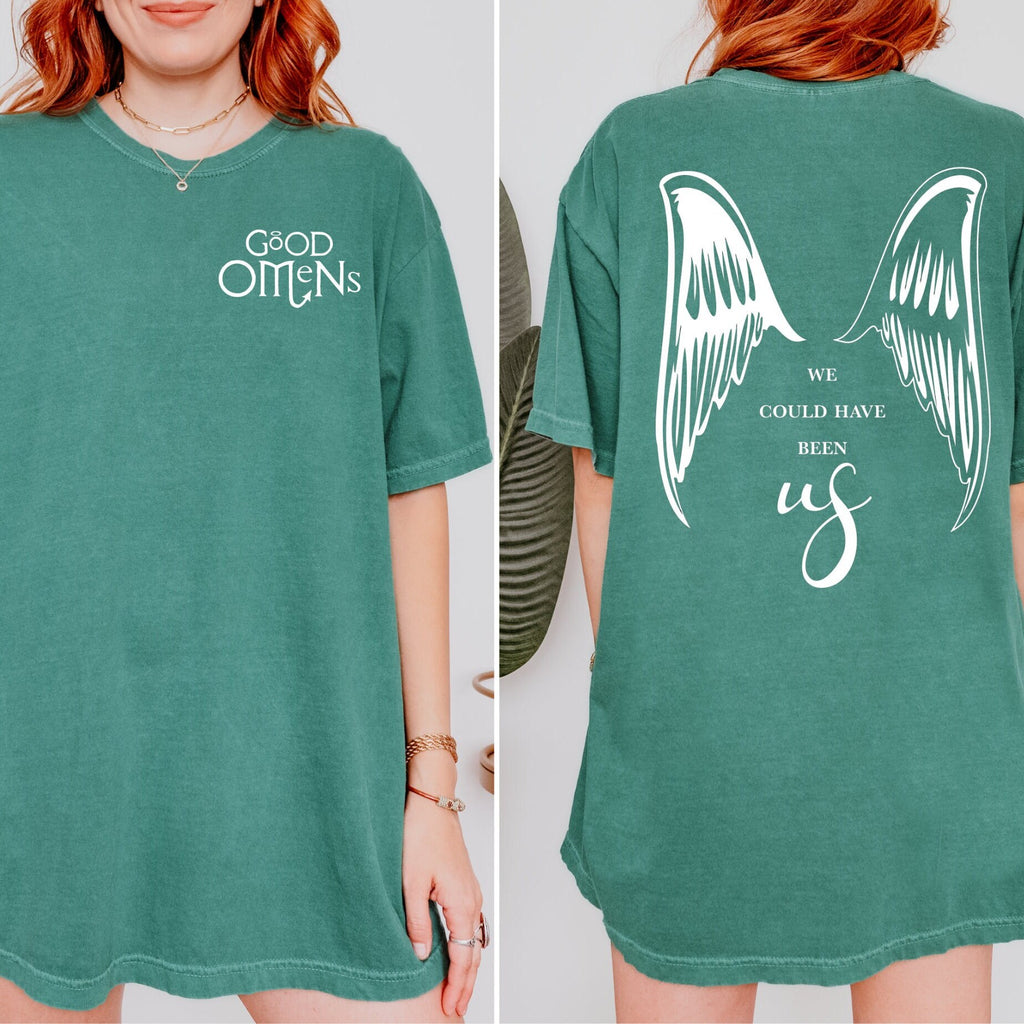 We Could Have Been Us graphic shirt featuring Good Omens Ineffable Wings