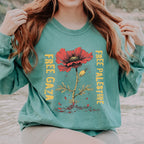 Free Gaza Free Palestine long sleeve graphic shirt featuring Poppy Solidarity