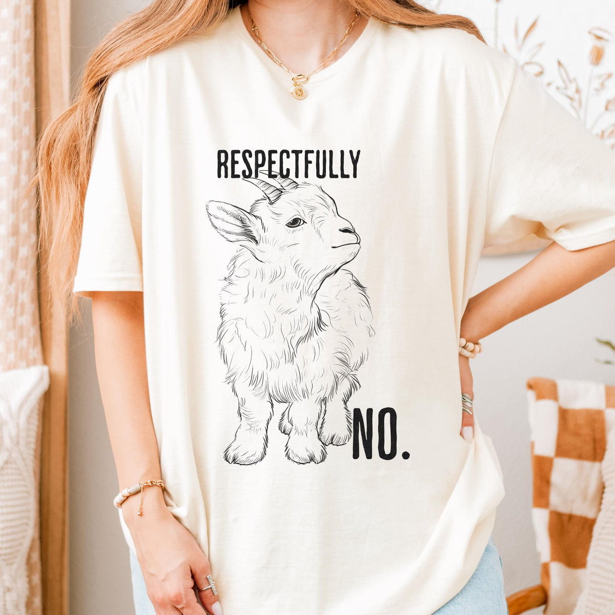 Respectfully, No graphic shirt featuring Funny Goat in White