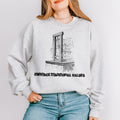 Embrace Traditional Values graphic sweatshirt featuring Guillotine Political Satire