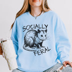 Socially Feral graphic sweatshirt featuring Funny Possum