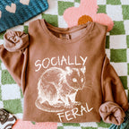 Socially Feral graphic sweatshirt featuring Funny Possum