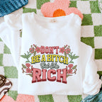 Don’t Be a Bitch, Eat the Rich graphic sweatshirt featuring Floral Anti-Capitalist