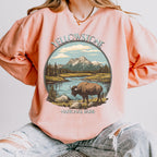 Yellowstone National Park graphic sweatshirt featuring Vintage Bison Wilderness