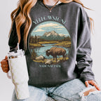 Yellowstone National Park graphic sweatshirt featuring Vintage Bison Wilderness