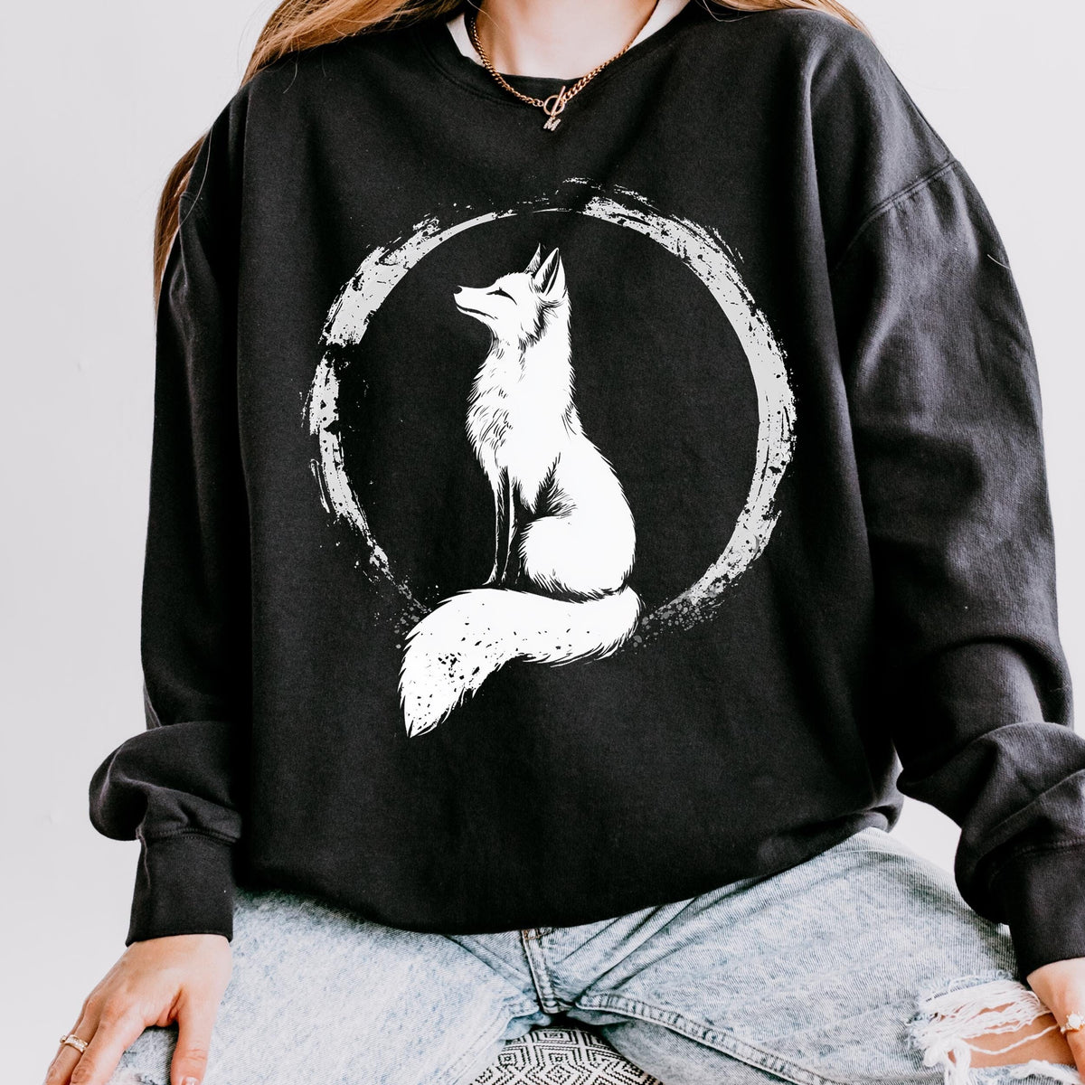 Moonlit Fox graphic sweatshirt featuring Woodland Folklore