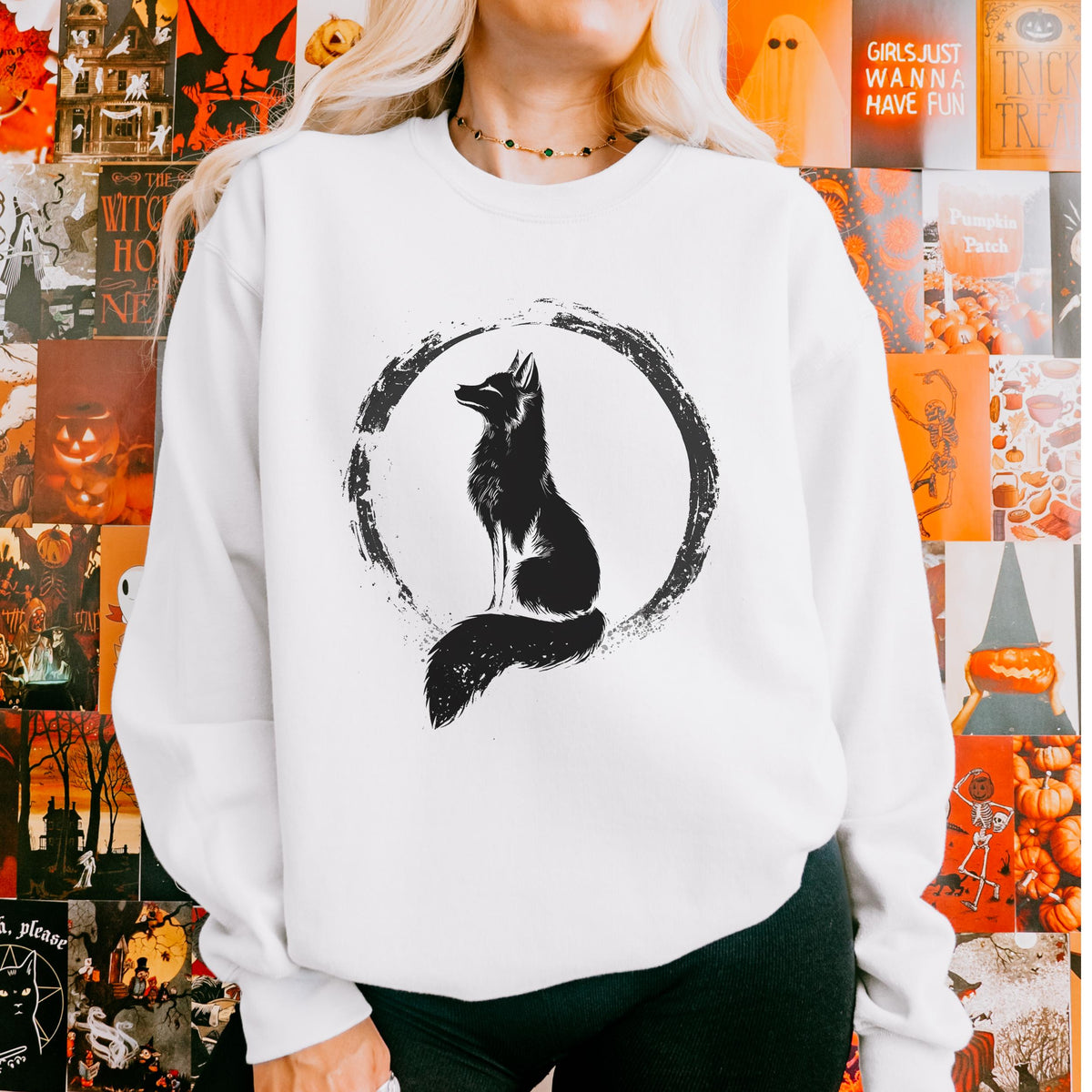 Moonlit Fox graphic sweatshirt featuring Woodland Folklore