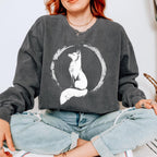 Moonlit Fox graphic sweatshirt featuring Woodland Folklore in Black