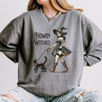 Howdy Witches graphic sweatshirt featuring Western Witch & Black Cat
