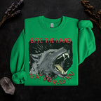 Bite the Hand That Starves You graphic sweatshirt featuring Pro-Worker Wolf