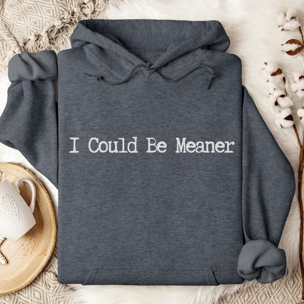 I Could Be Meaner graphic hoodie featuring Sarcastic Minimalist