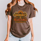 Community Is Resistance graphic shirt featuring Retro Solidarity in Army