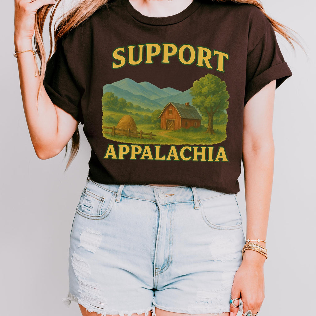 Support Appalachia graphic shirt featuring Vintage Appalachian Mountain in Charcoal