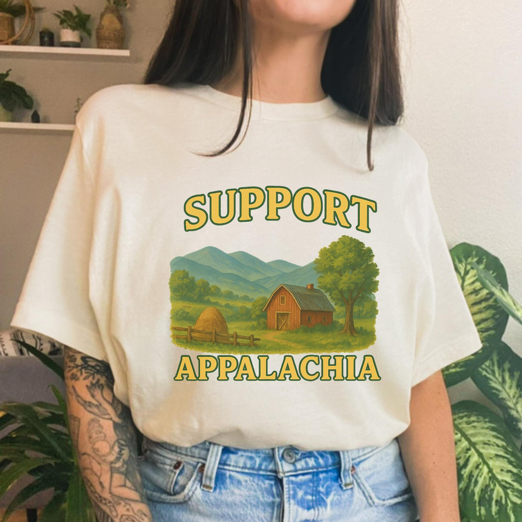 Support Appalachia graphic shirt featuring Vintage Appalachian Mountain