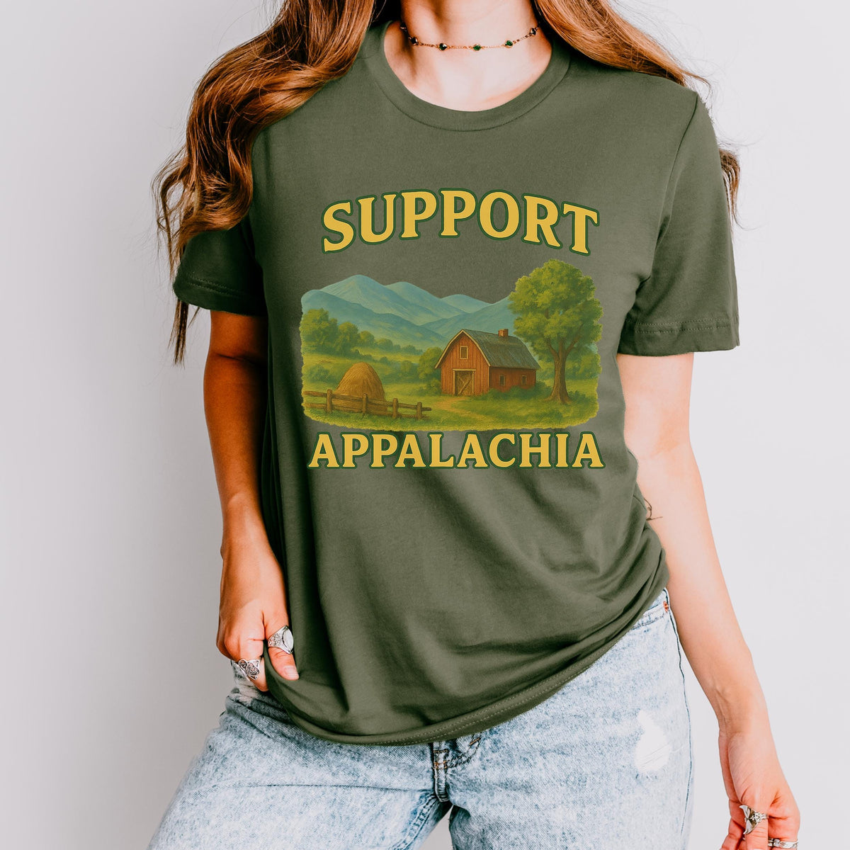 Support Appalachia graphic shirt featuring Vintage Appalachian Mountain