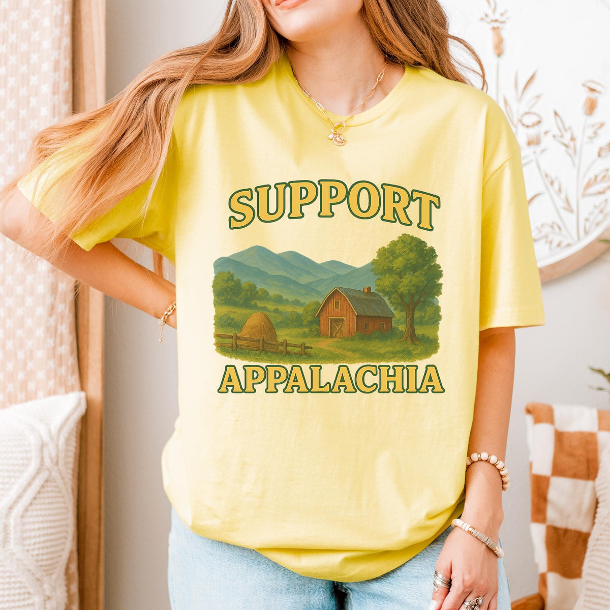 Support Appalachia graphic shirt featuring Vintage Appalachian Mountain
