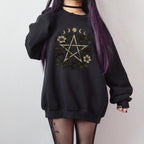 Floral Pentagram & Moon Phases graphic sweatshirt featuring Witchy Botanical