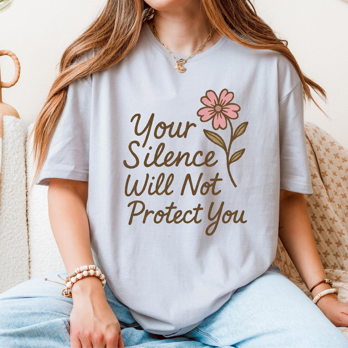 Your Silence Will Not Protect You graphic shirt featuring Audre Lorde Feminist Quote