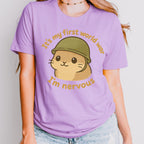 It’s My First World War, I’m Nervous graphic shirt featuring Nervous Hamster Meme