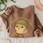 It’s My First World War, I’m Nervous graphic sweatshirt featuring Nervous Hamster Meme