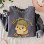It’s My First World War, I’m Nervous graphic sweatshirt featuring Nervous Hamster Meme