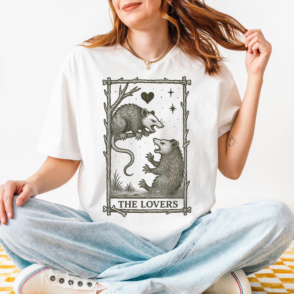 Product photo of The Lovers Possum Tarot T-shirt