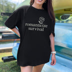 Additional photo of Romanticize Survival — Minimalist Floral Dark Humor Design T-shirt