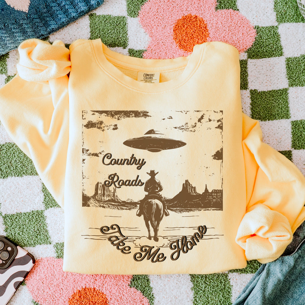 Additional photo of Country Roads UFO Cowboy sweatshirt