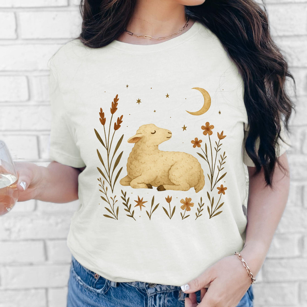 Product photo of Moonlit Lamb & Wildflowers T-shirt