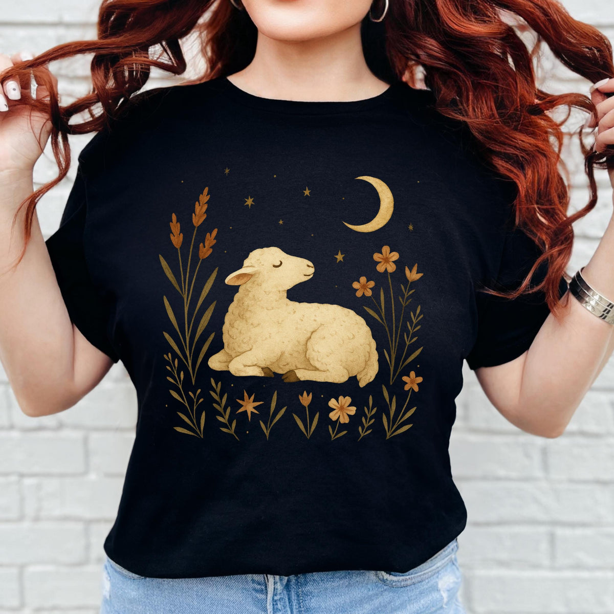 Additional photo of Moonlit Lamb & Wildflowers T-shirt