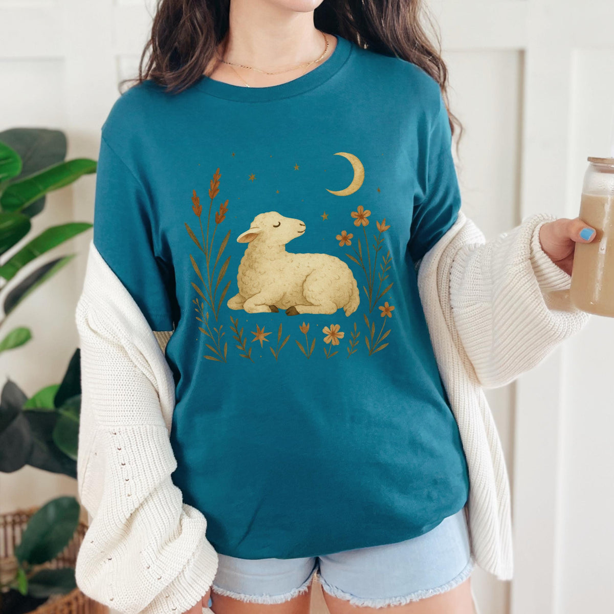 Additional photo of Moonlit Lamb & Wildflowers T-shirt