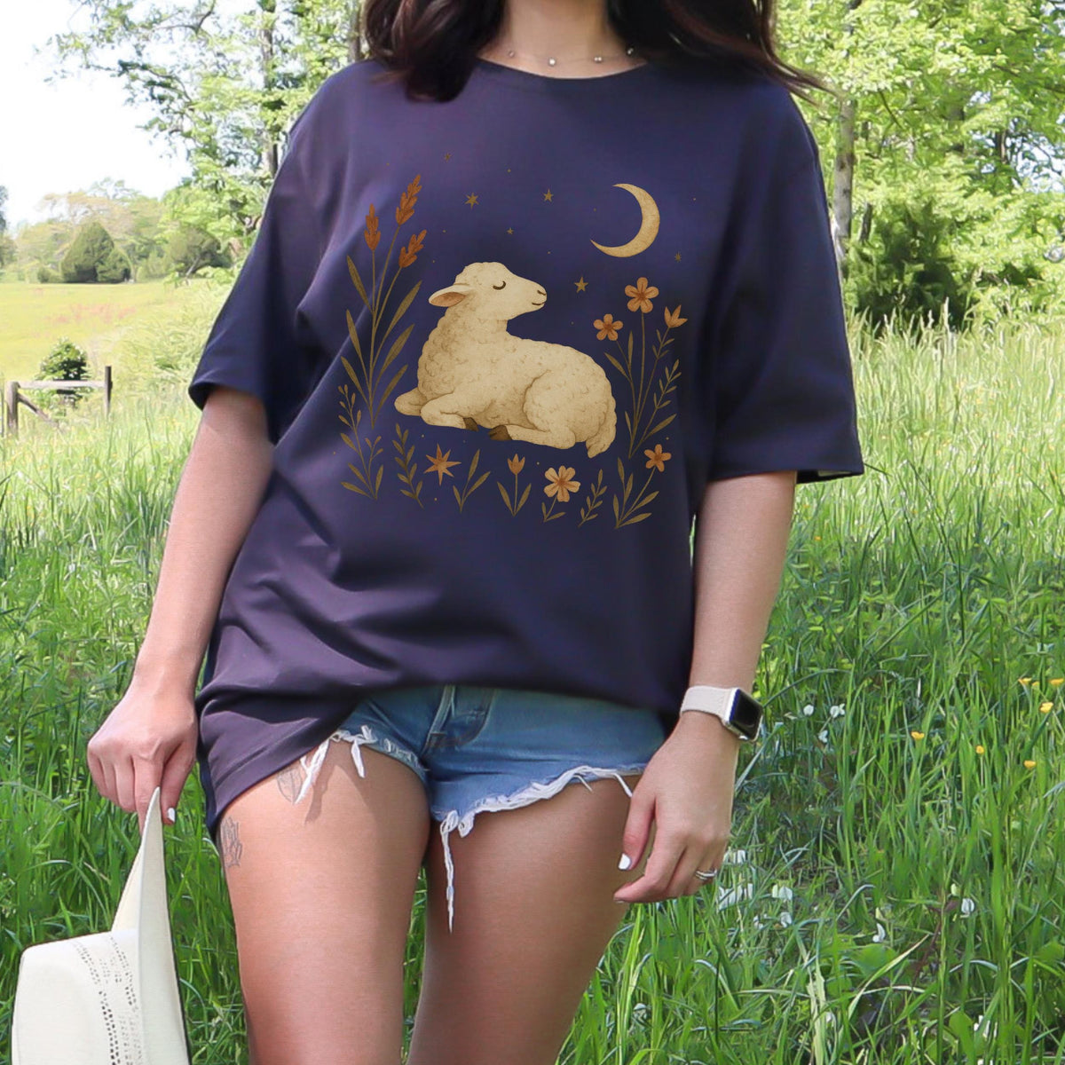 Additional photo of Moonlit Lamb & Wildflowers T-shirt
