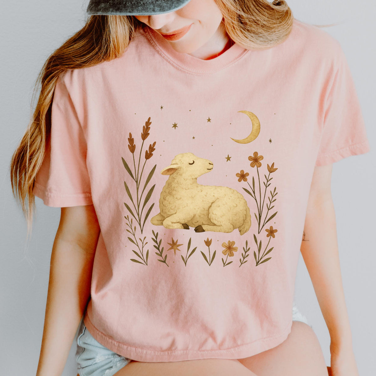 Additional photo of Moonlit Lamb & Wildflowers T-shirt