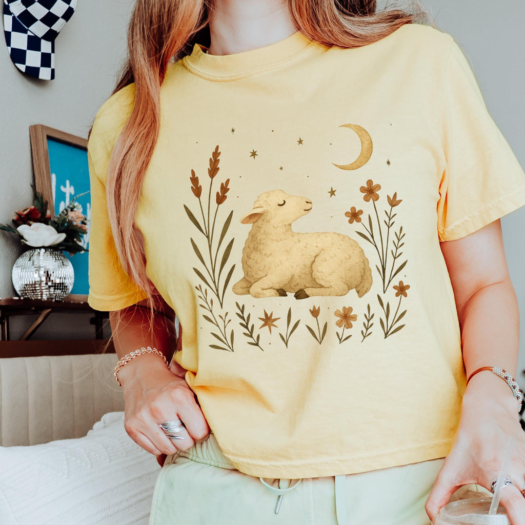 Product photo of Moonlit Lamb & Wildflowers T-shirt