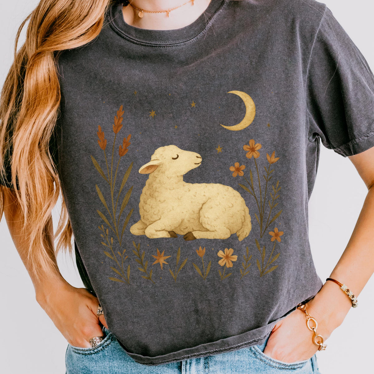 Additional photo of Moonlit Lamb & Wildflowers T-shirt