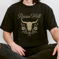 Additional photo of Raisin’ Hell — Western Cow Skull Floral Design T-shirt