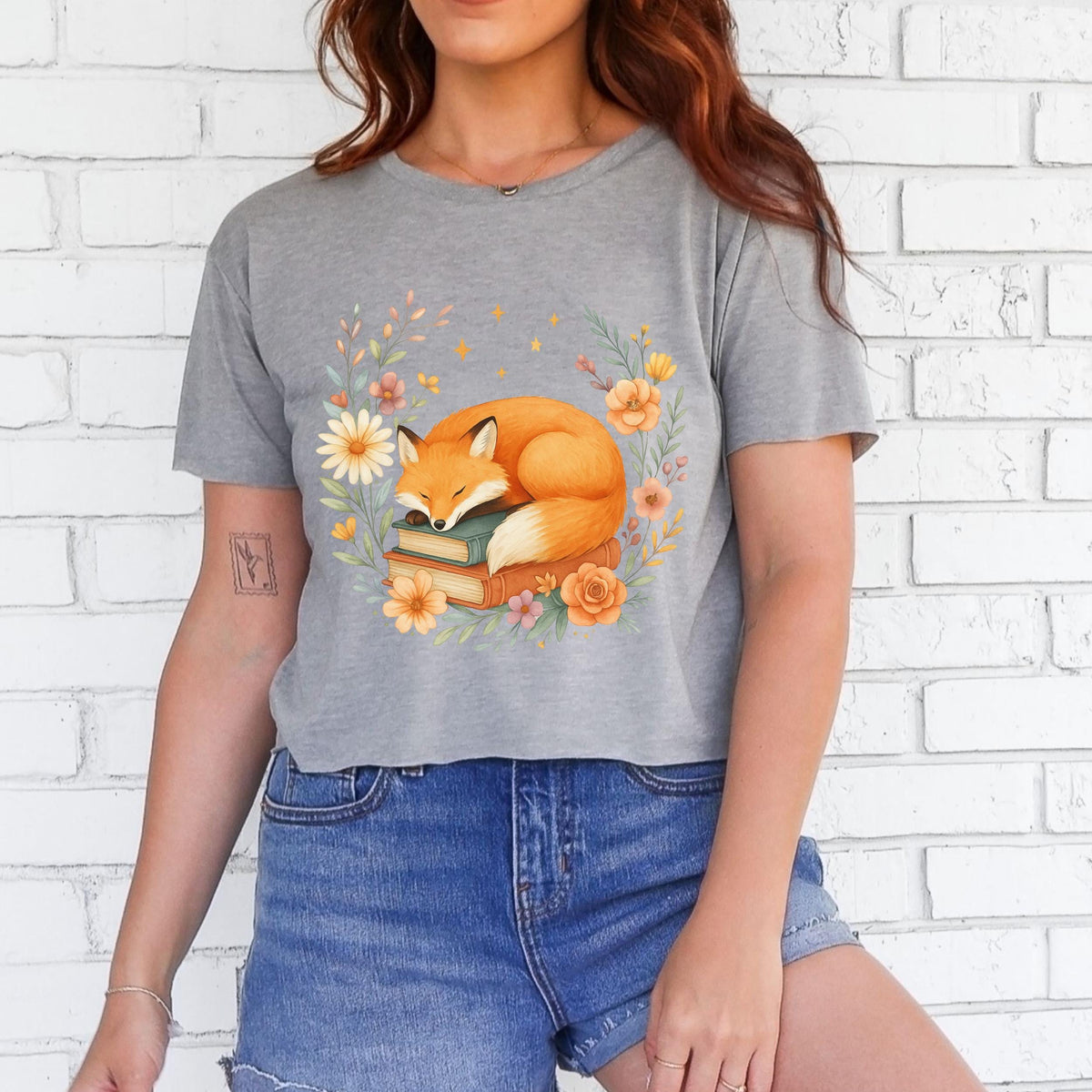 Additional photo of Sleeping Fox & Books T-shirt
