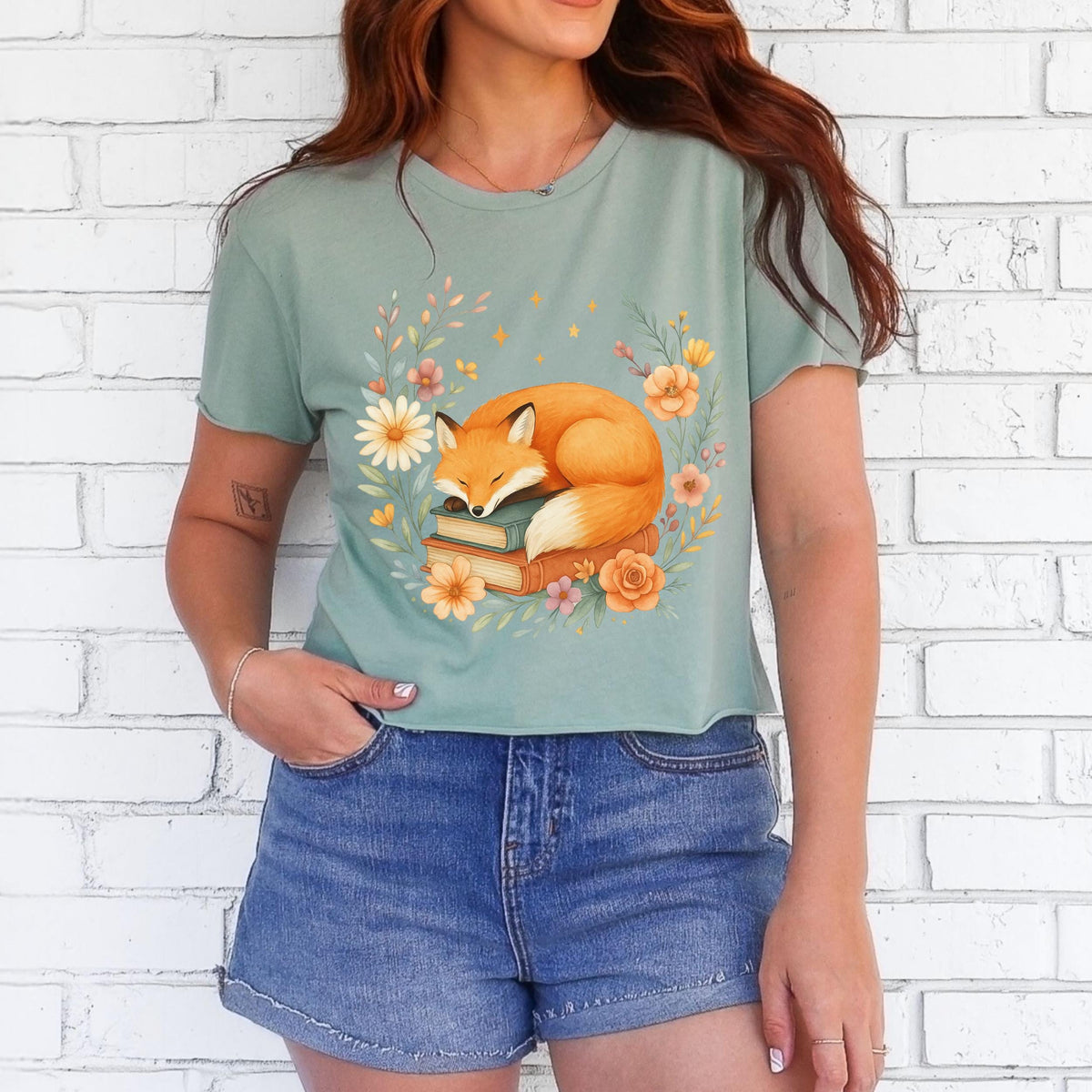 Additional photo of Sleeping Fox & Books T-shirt