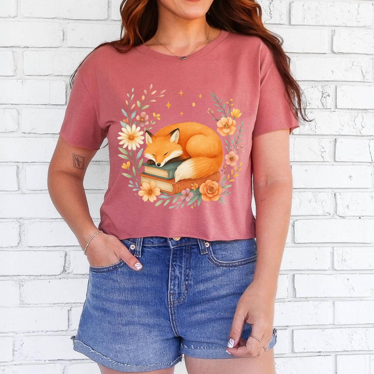 Additional photo of Sleeping Fox & Books T-shirt