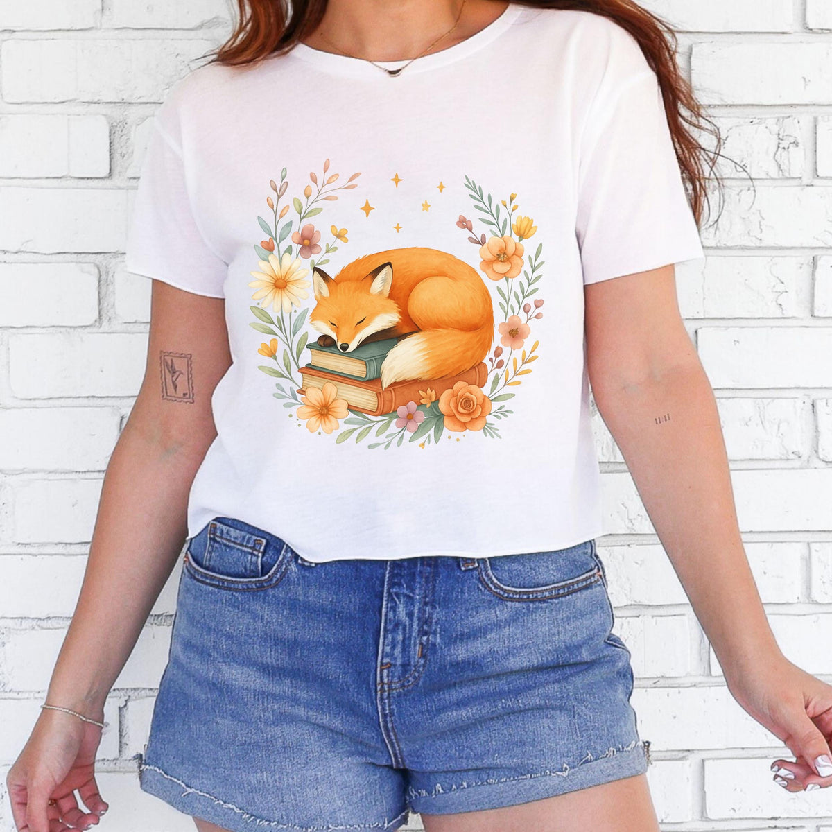 Additional photo of Sleeping Fox & Books T-shirt