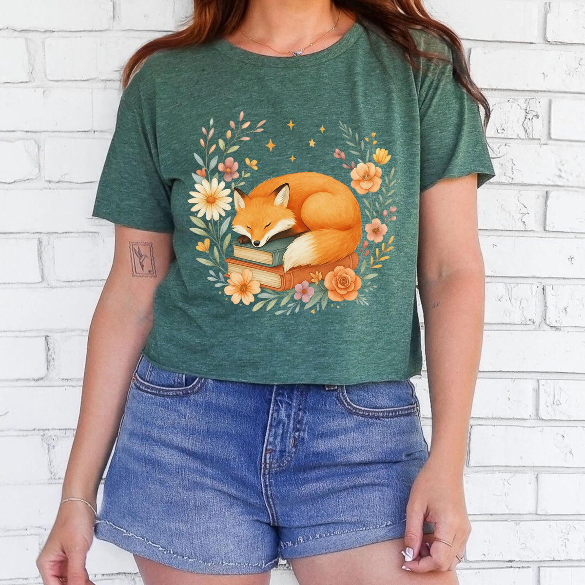 Additional photo of Sleeping Fox & Books T-shirt