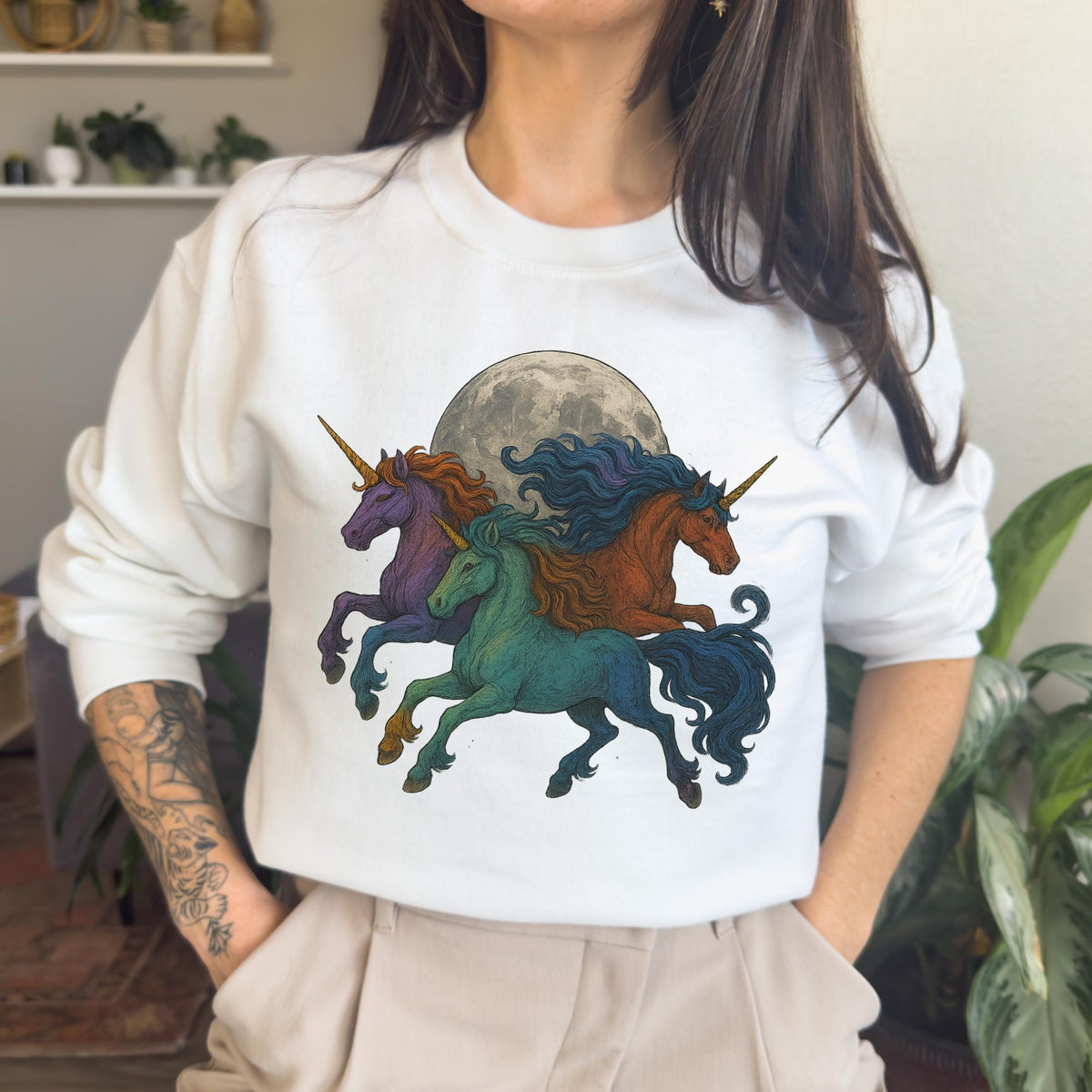 Additional photo of Moonlit Unicorn Herd sweatshirt