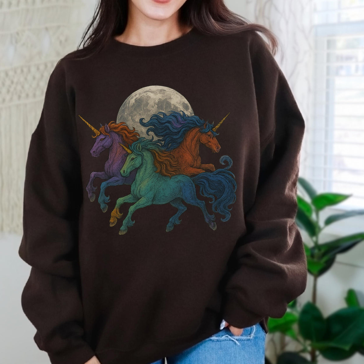 Additional photo of Moonlit Unicorn Herd sweatshirt