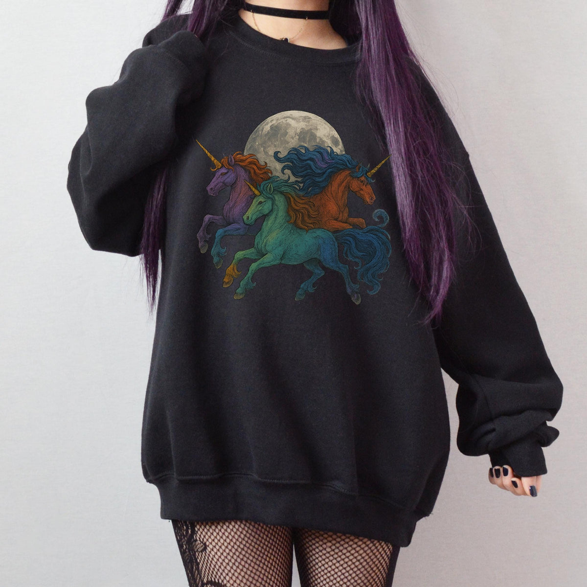 Additional photo of Moonlit Unicorn Herd sweatshirt