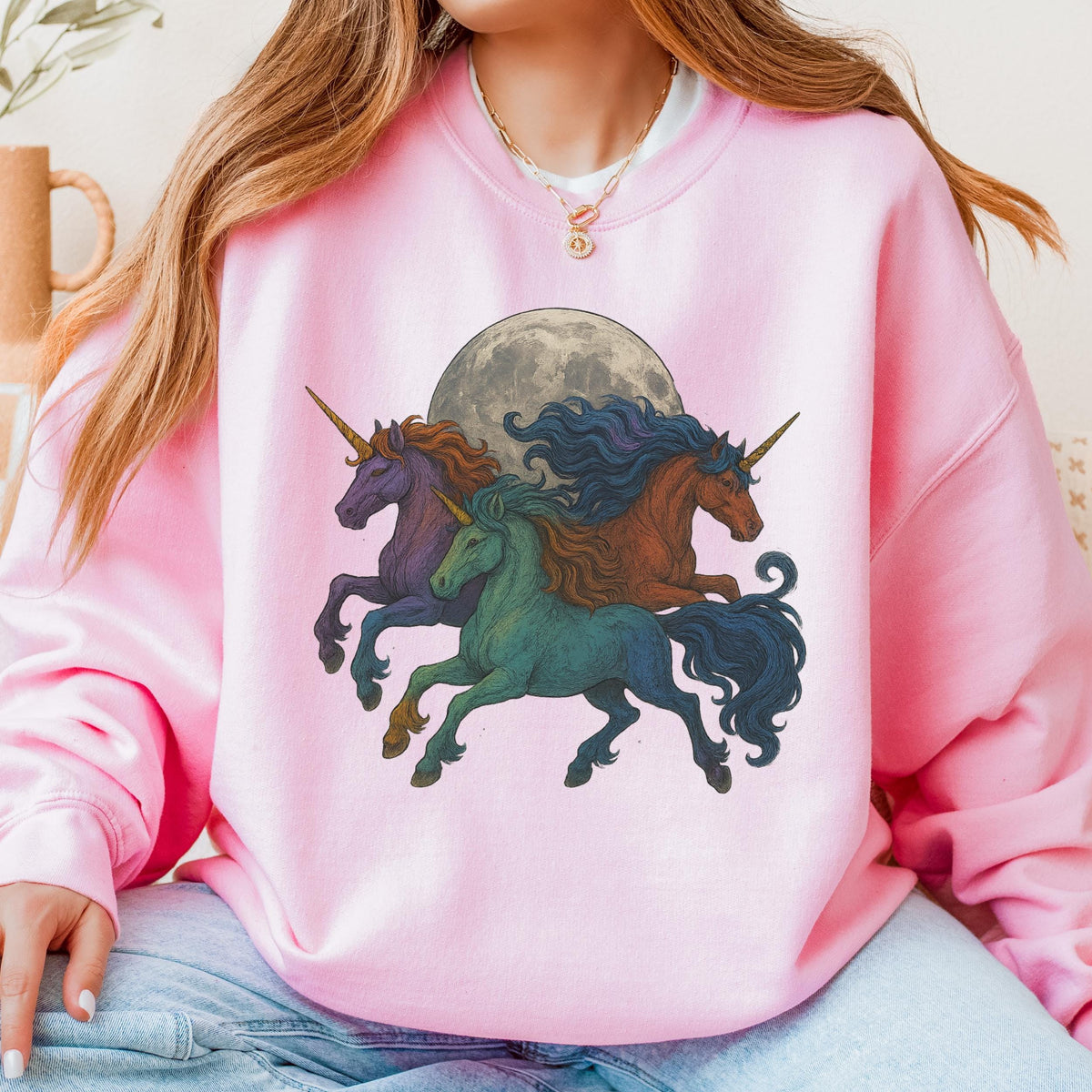 Additional photo of Moonlit Unicorn Herd sweatshirt