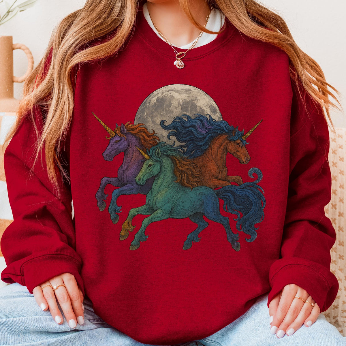 Additional photo of Moonlit Unicorn Herd sweatshirt