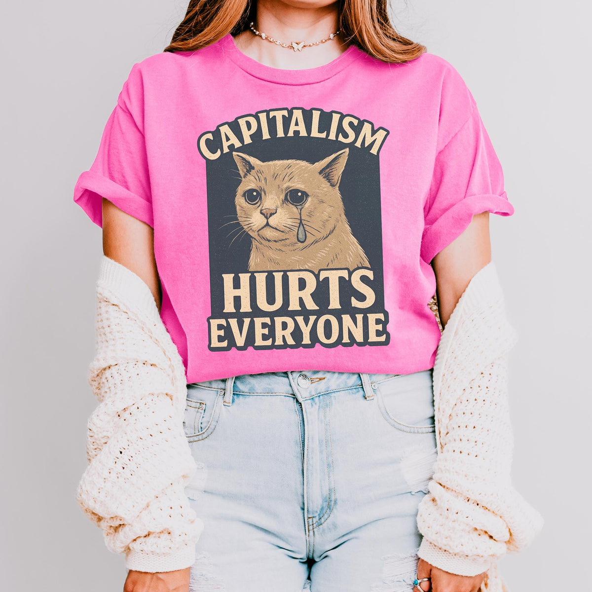Additional photo of Capitalism Hurts Everyone T-shirt